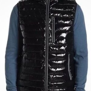 NOIZE Vegan Puffer Vest Black with Blue Liner